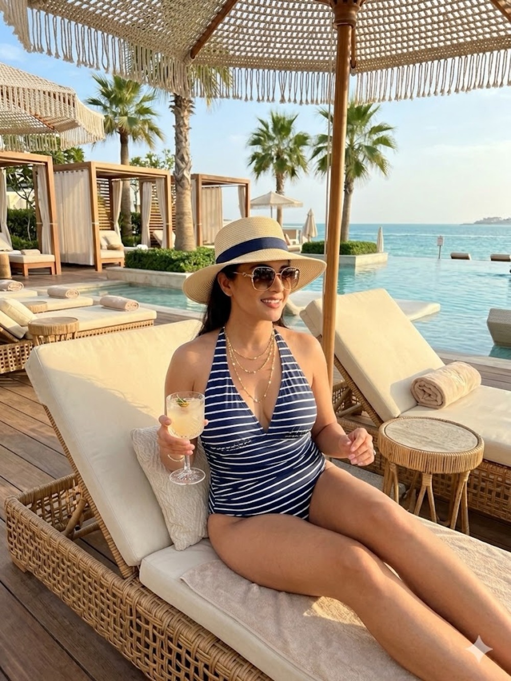 GAP Swim Navy and White Striped Halter One-Piece Bodysuit Resort Wear